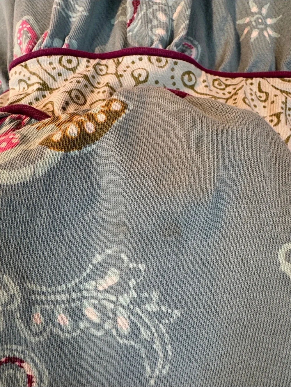 Tea Collection Blue Floral Cotton Dress with Pink and Gold Accents